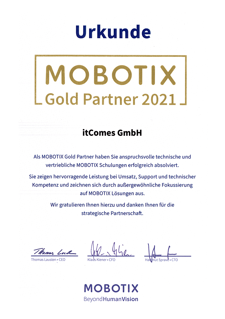 Mobotix Urkunde Gold